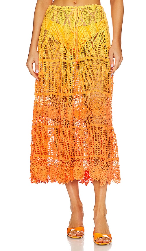 Alix Pinho X Revolve Sunset Midi Skirt In Orange
