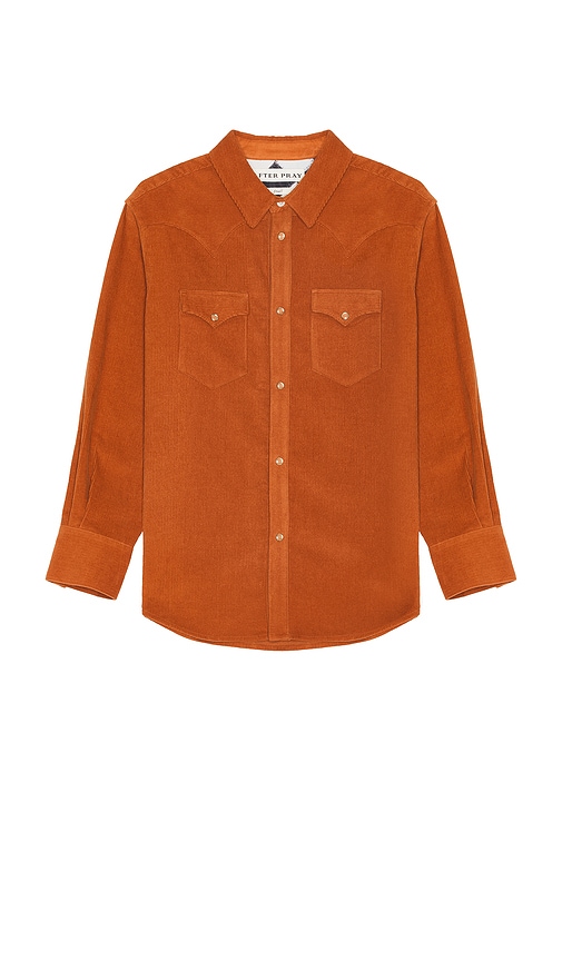 Shop After Pray Western Corduroy Shirt In Orange