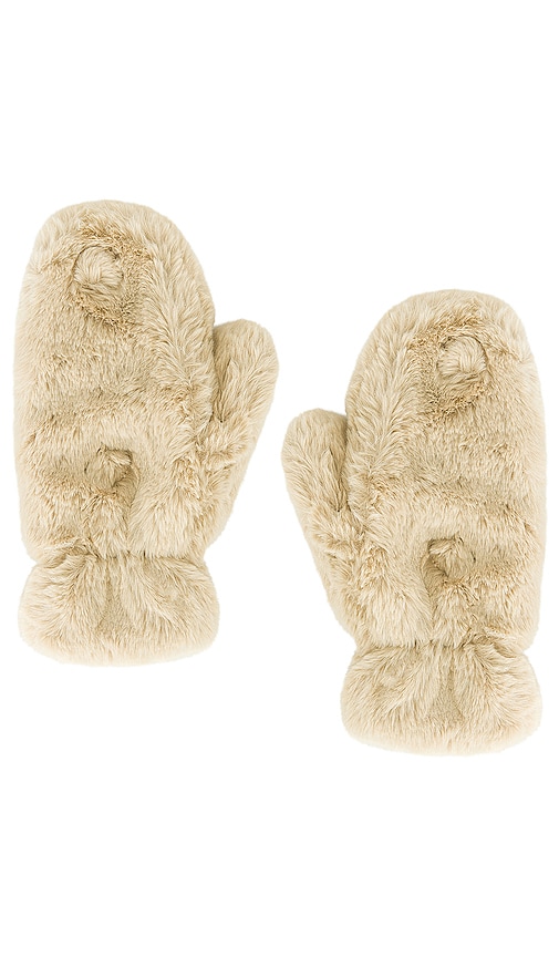 Apparis Coco Faux Fur Gloves In Latte