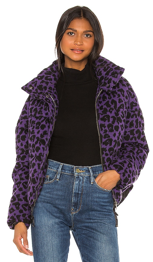 Apparis Paula Puffer Jacket In Purple. In Violet Leopard