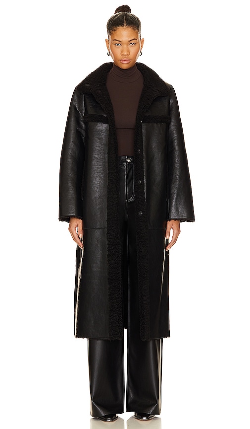 Shop Apparis Tilly Reversible Coat In Noir