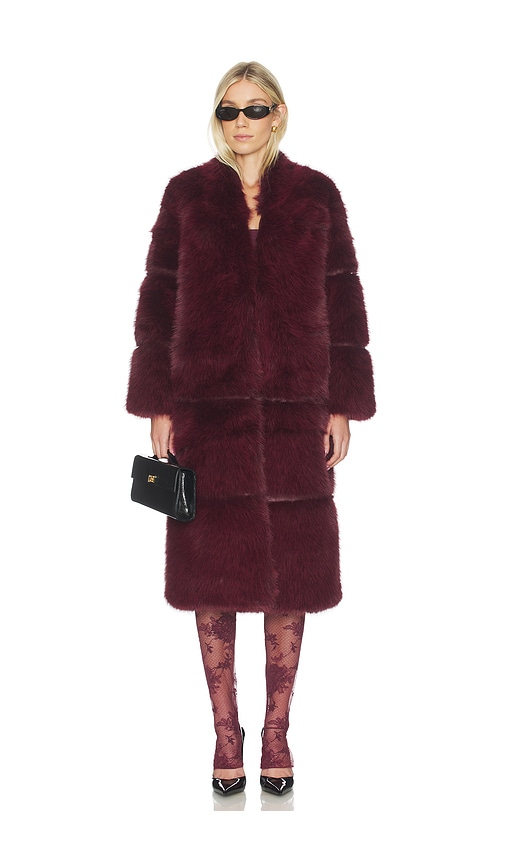 Apparis Sylke Sable Coat In Burgundy