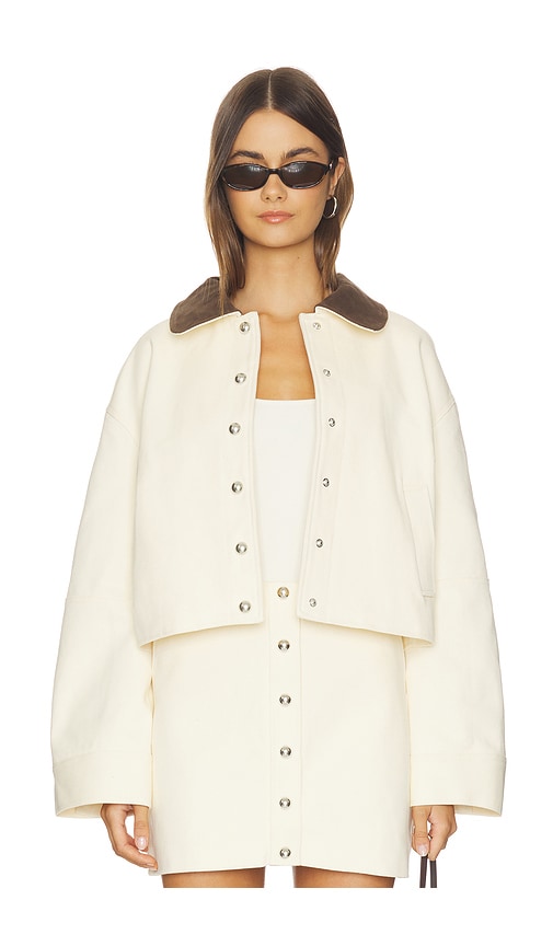 Apparis Ella Canvas Cropped Jacket In Neutral