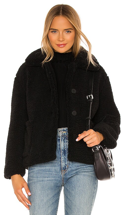 Apparis Charlotte Faux Fur Jacket in Noir
