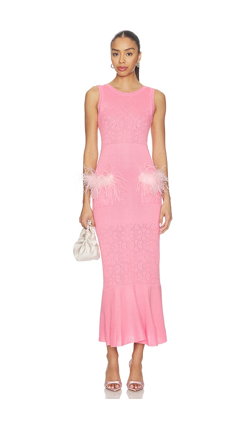 michael kors pink feather dress Feather Trim Stretch Crepe Shift Dress in DEEP FUCHSIA - Sale