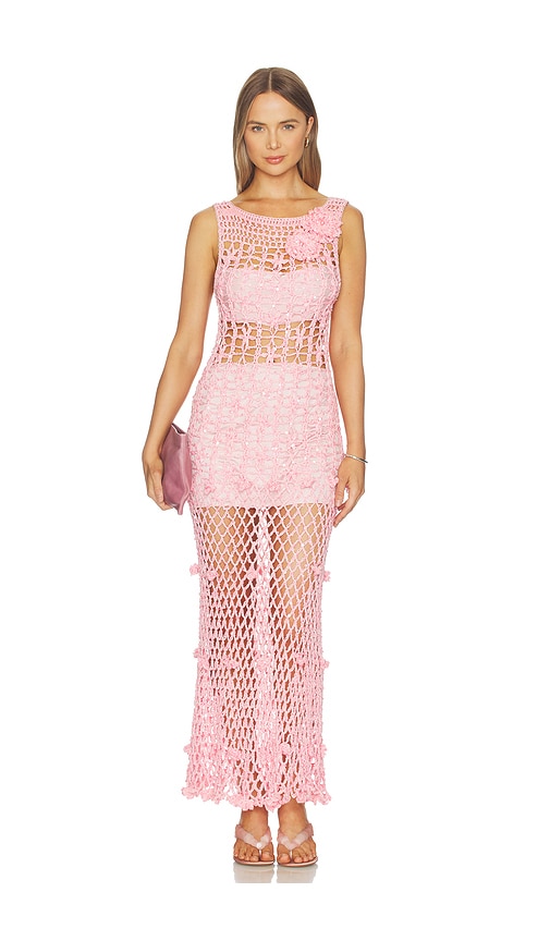 Handmade Maxi Crochet Dress in Pink. - size S (also in L)