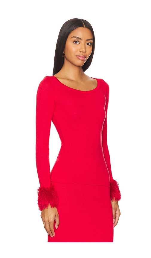 Shop Andreeva Red Top With Handmade Knit Cuffs