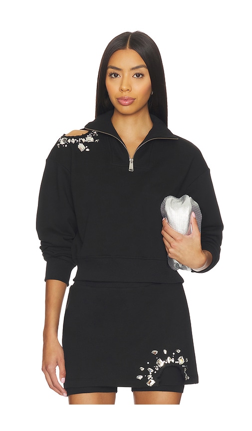 Area Cutout Quarter Zip Sweatshirt In Black