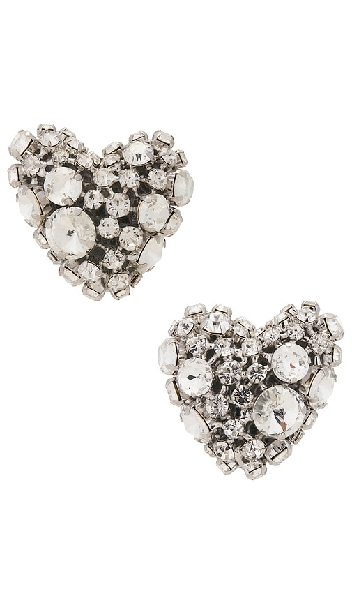 Area Crystal Cluster Heart Earrings In Metallic