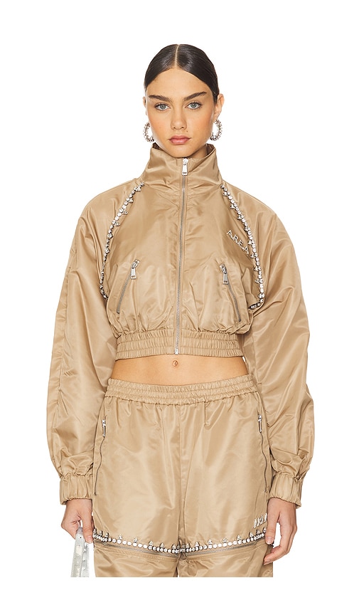 Shop Area Crystal Trim Track Jacket In Tan