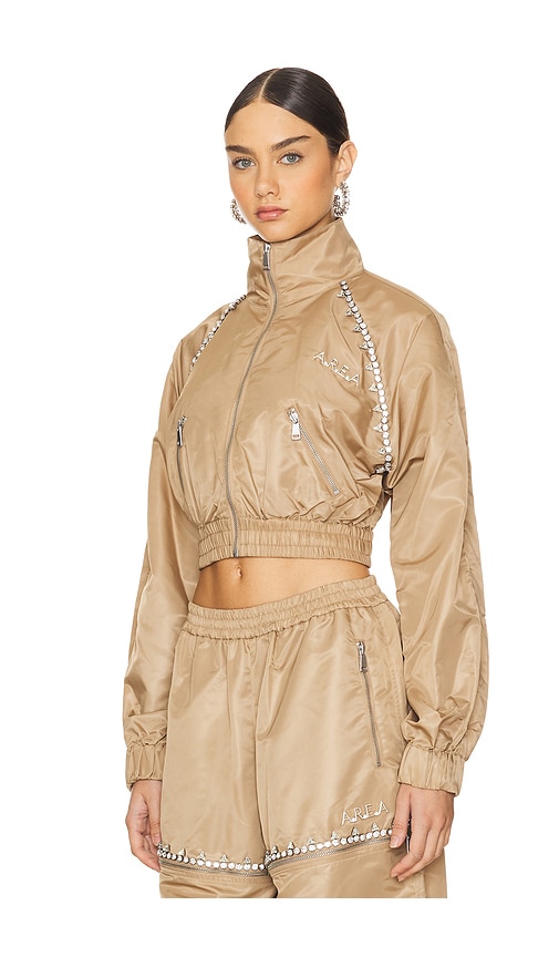 Shop Area Crystal Trim Track Jacket In Tan