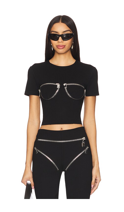 Zipper Bustier Cup T-Shirt