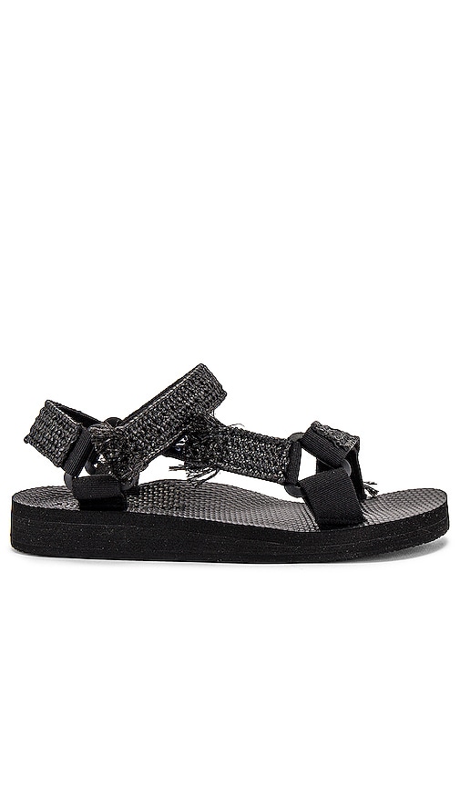 Arizona Love Trekky Raffia Sandal in Raffia Black | REVOLVE