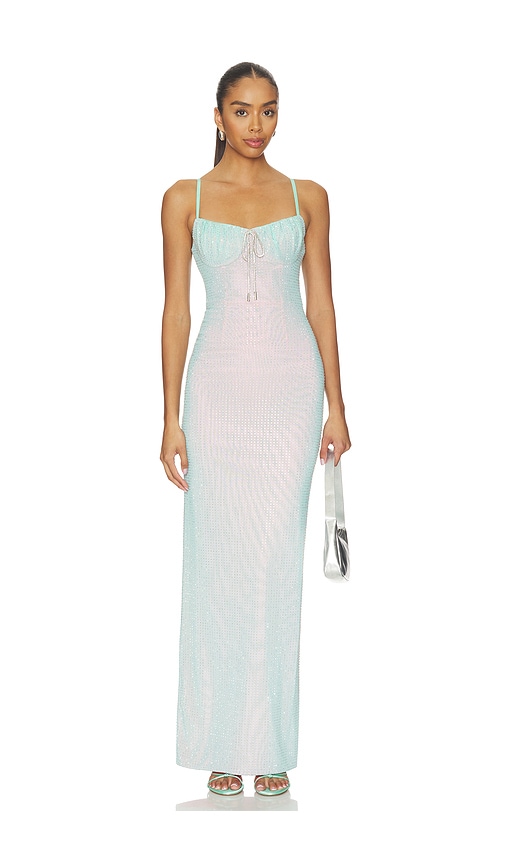 Crystal Hotfix Gown in Teal,Pink. - size S (also in M)