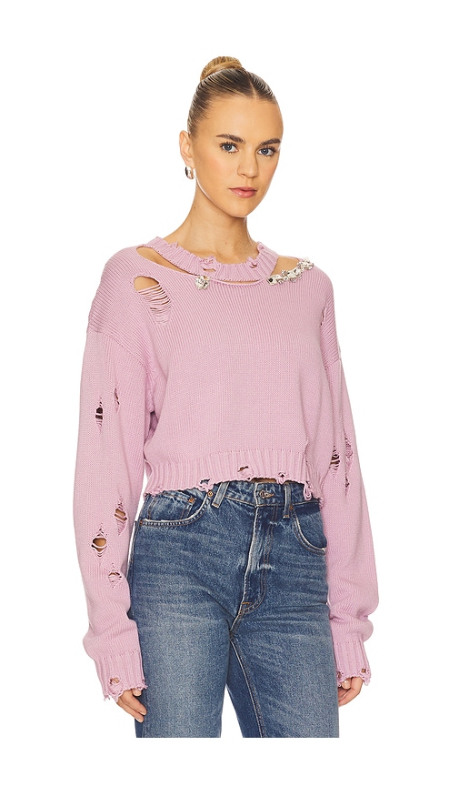 Area Distressed Crystal Sweater In Multi