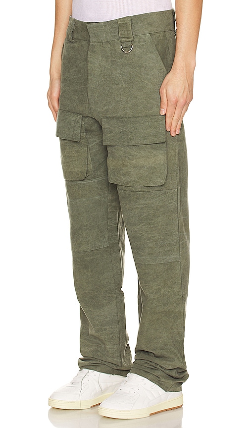 Shop Askyurself Canvas Cargo Pants Green In Olive
