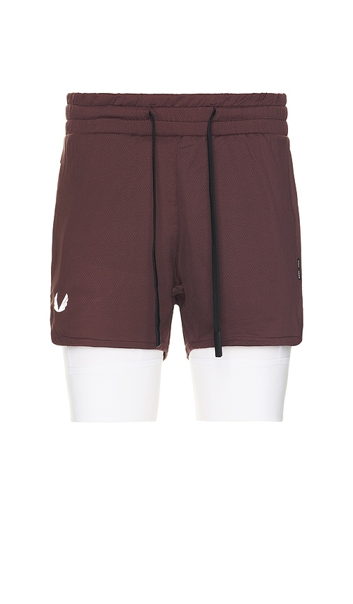 Shop Asrv Aerosilver 5 Liner Short In Burgundy