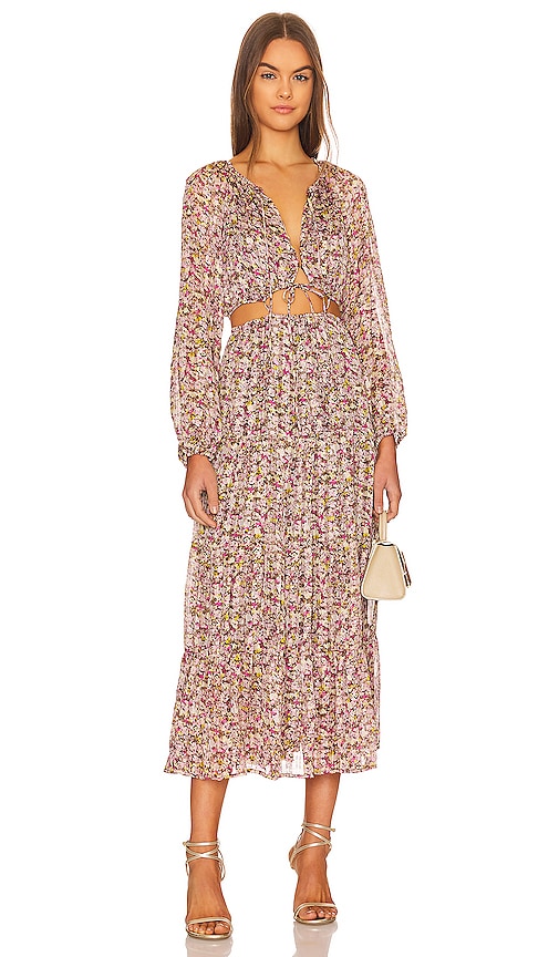 ASTR the Label Freya Midi Dress in Pink & Brown Floral