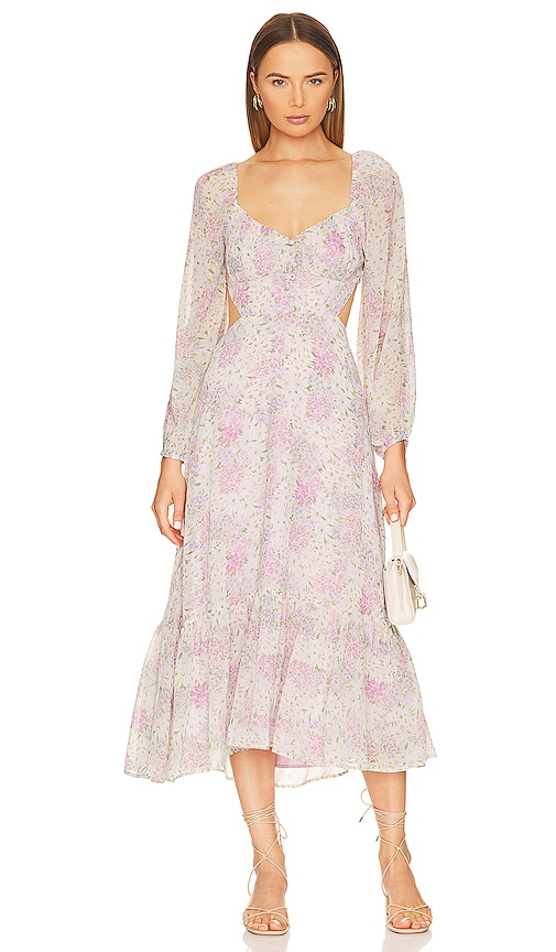 Astr The Label Shayla Cutout Floral Print Midi Dress In Lilac Blue ...