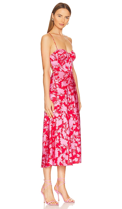 Shop Astr Gala Dress In Red & Pink Floral