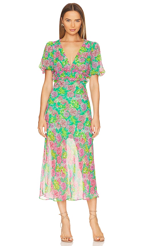 ASTR the Label Esperanza Dress in Green & Pink Multi | REVOLVE