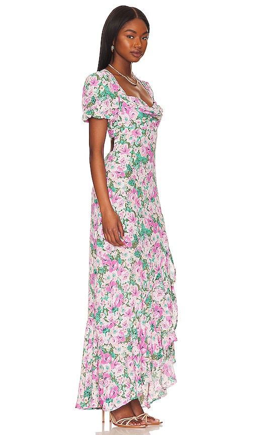Shop Astr Dayanara Dress In Green & Pink Floral