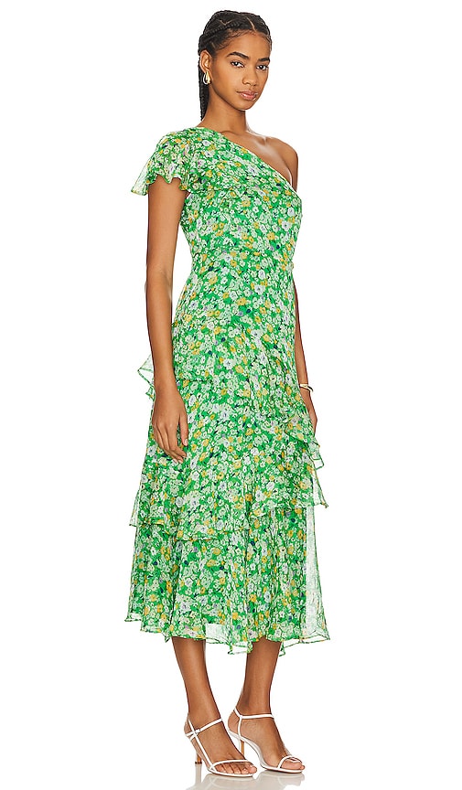 Shop Astr Victoriana Dress In Bright Green Floral