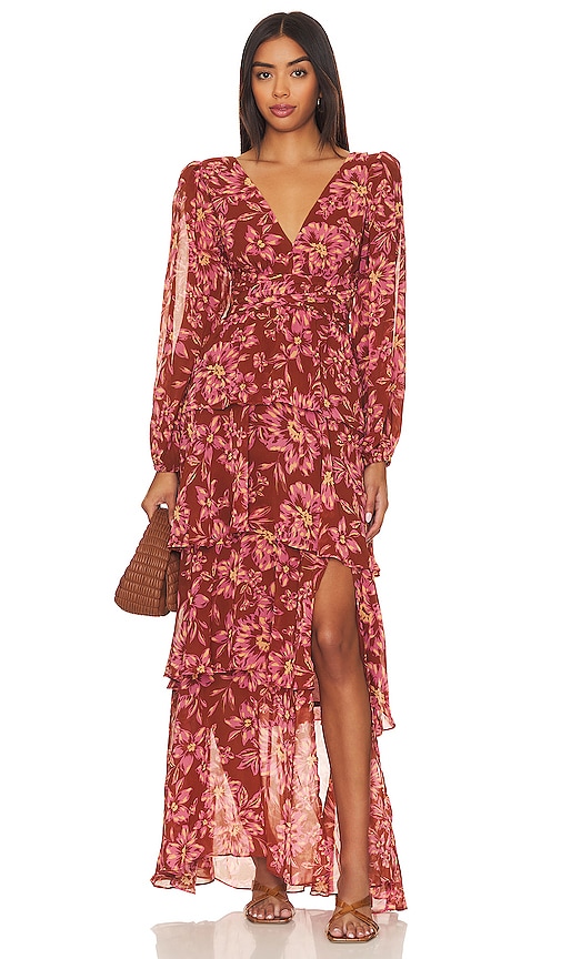 Astr Anora Dress In Rust Floral