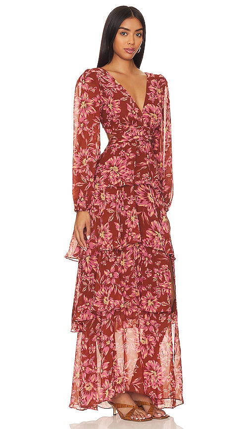 Shop Astr Anora Dress In Rust Floral