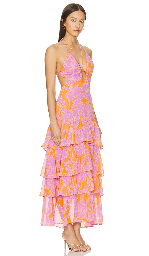 Shop Astr Aneira Dress In Orange & Purple Floral