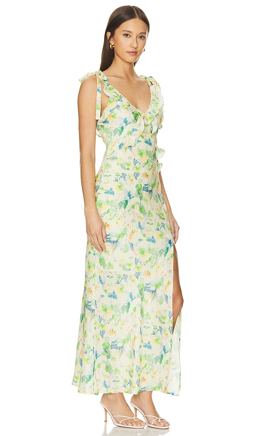 Shop Astr Sorbae Dress In Yellow Green Floral