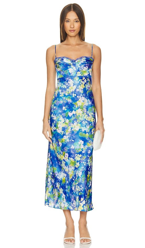 ASTR the Label Florianne Dress in Blue Yellow Abstract