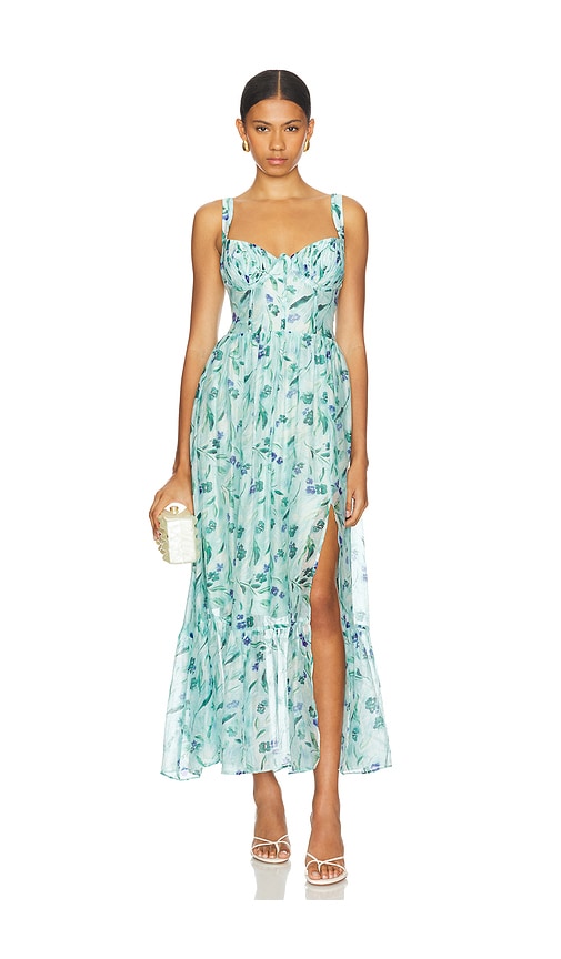 ASTR the Label Kelby Dress in Green Blue Floral
