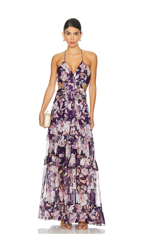 Shop Astr Kitsune Dress In Purple Floral