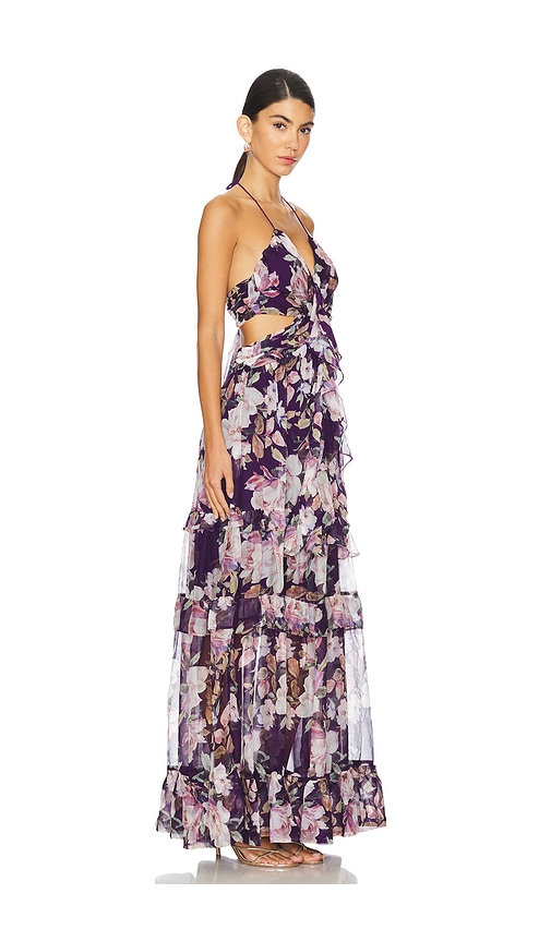 Shop Astr Kitsune Dress In Purple Floral