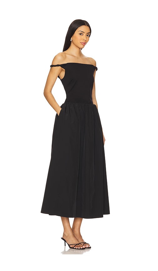 Astr Off Shoulder Poplin Dress In Black