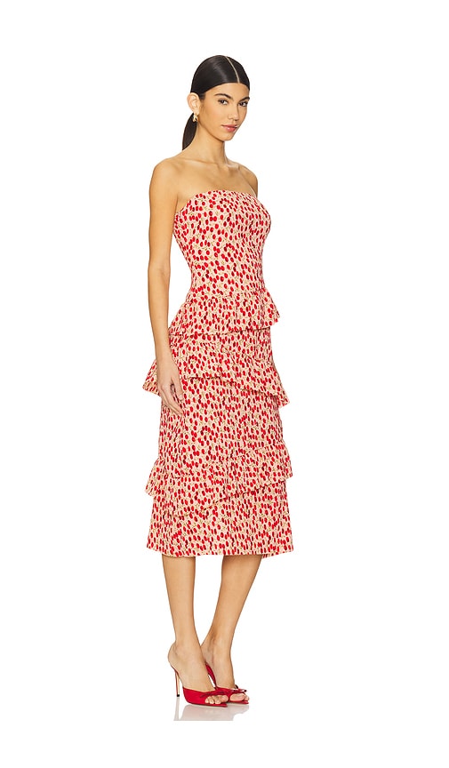 Astr Asym Tiered Ruffle Dress In Pink