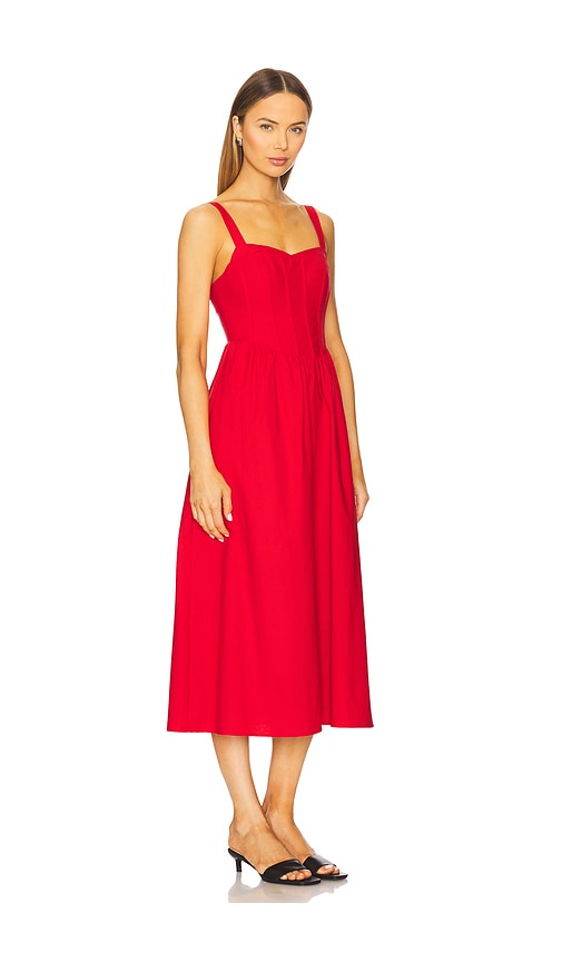 Astr Structured Linen Dress In Red