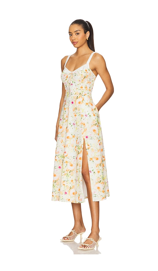 Astr The Label Julietta Midi Dress In Orange Green Floral