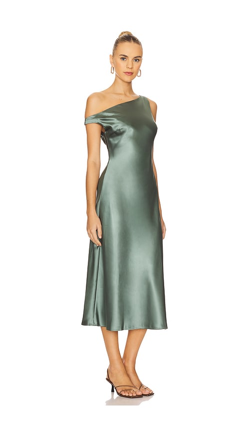 Astr The Label Elain One-shoulder Satin Dress In Green