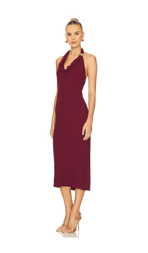 Astr The Label Alanna Metal Buckle Detail Halter Neck Dress In Burgundy