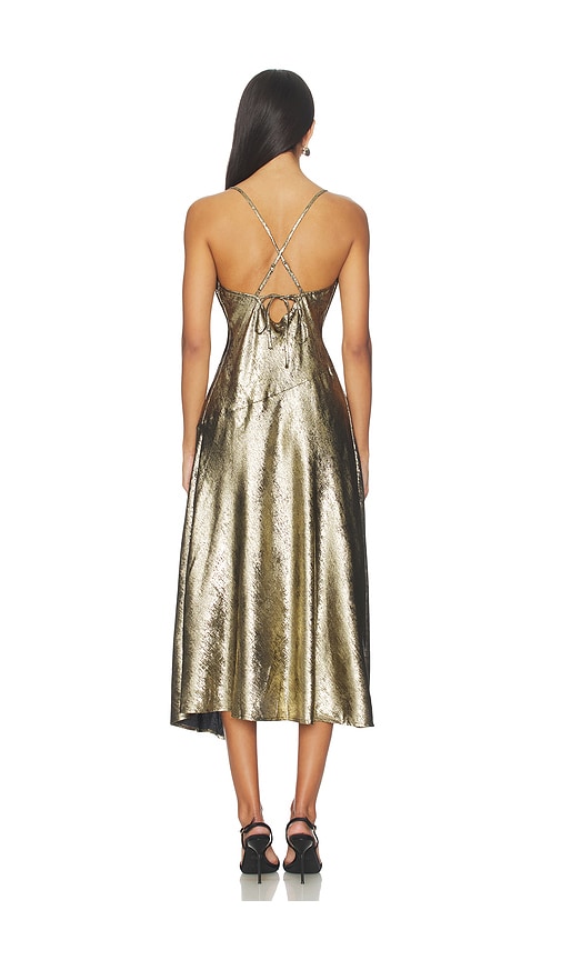  Astr The Label Midi-kleid Gaia In Metallic Gold. Größe S. Also In M, L. 