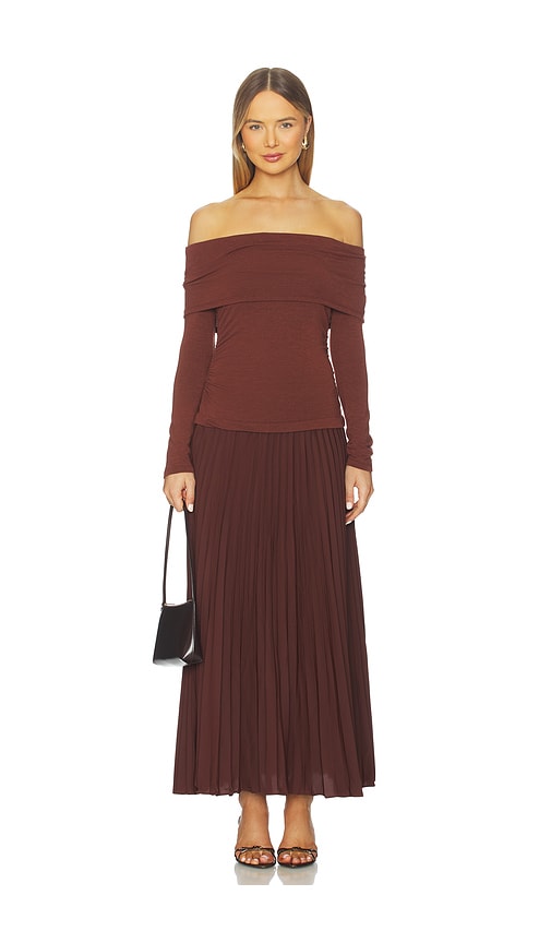 Astr Tanaia Mixed Media Dress In Brown