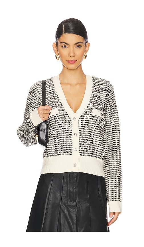 Shop Astr Ellory Cardigan In Black,cream