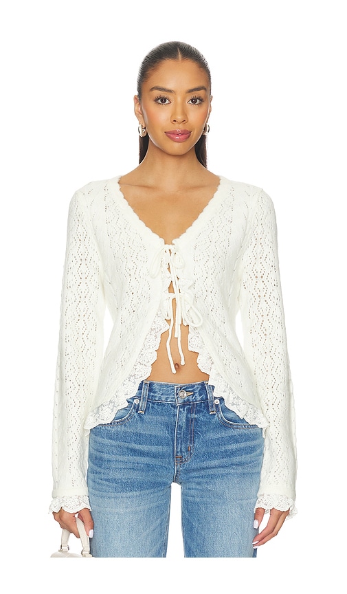 Astr Lacey Cardigan In White