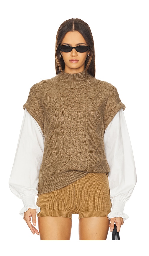 Astr Angeline Mixed Media Sweater In Brown