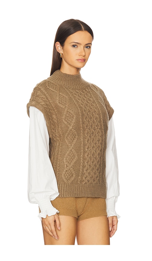 Astr Angeline Mixed Media Sweater In Brown