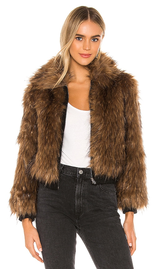 ASTR the Label Jiselle Faux Fur Jacket in Foxy Brown | REVOLVE