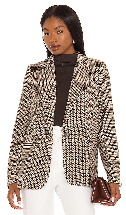 ASTR the Label Harlow Blazer in Brown & Green Plaid | REVOLVE