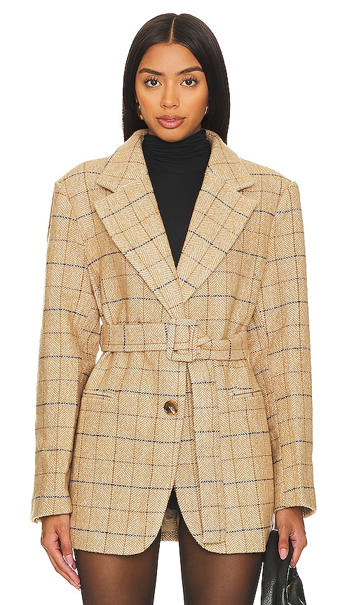 ASTR the Label Lottie Blazer in Taupe Plaid